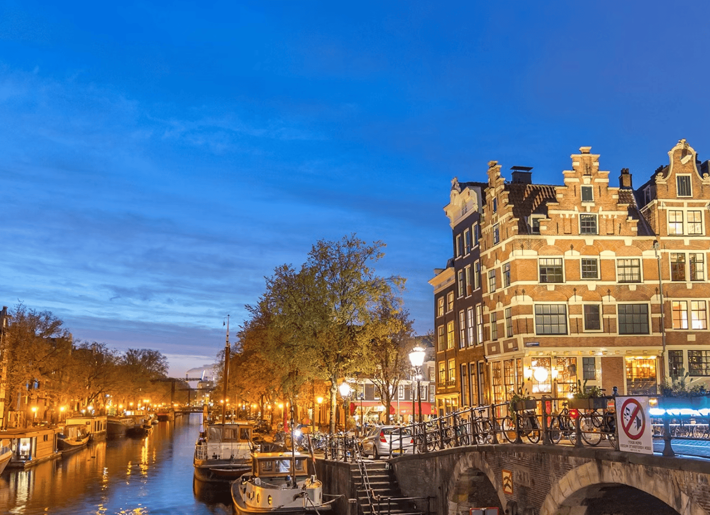 Amsterdam canal by evening