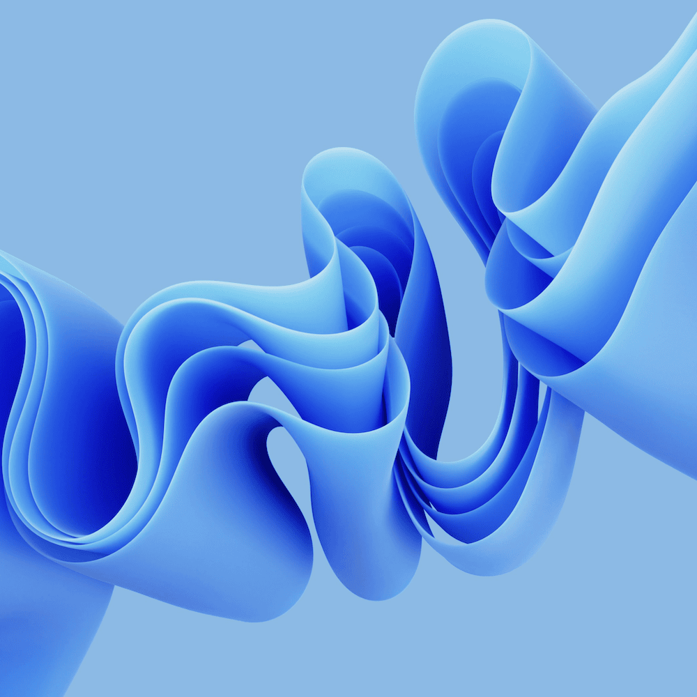 Abstract flowing blue ribbon-like shapes symbolising emerging trends, fluid dynamics, and the shifting landscape explored in Looking Ahead to 2026